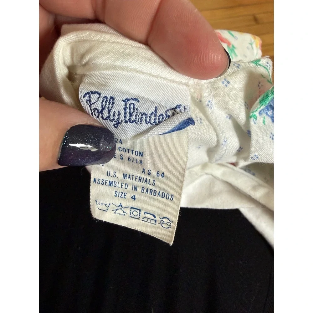 Vintage Polly Flinders smocked white collared floral print‎ cottagecore dress